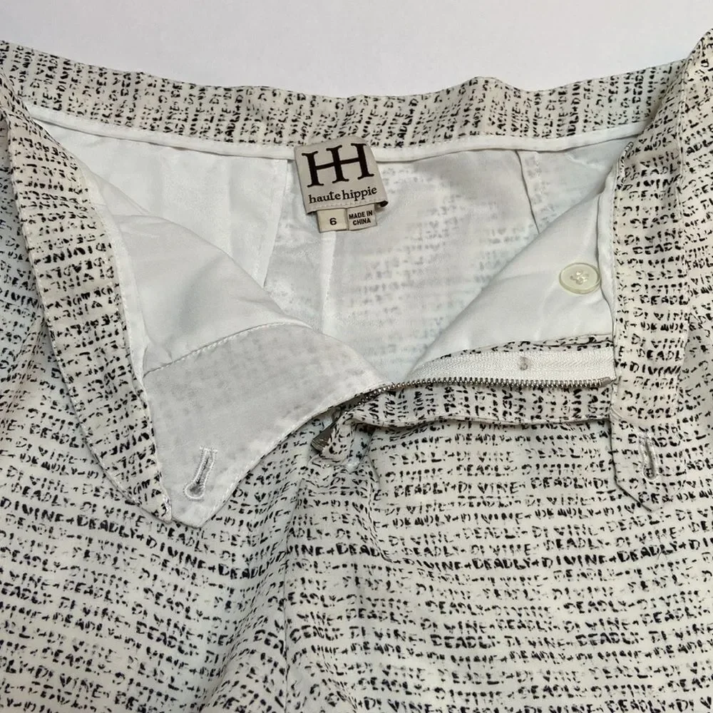 Haute Hippie Silk White and Black Shorts